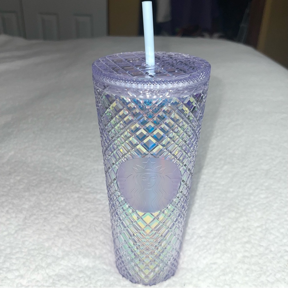 Starbucks Tumbler Venti Cold Cup Clear Holographic Jeweled 24 fl oz 2022